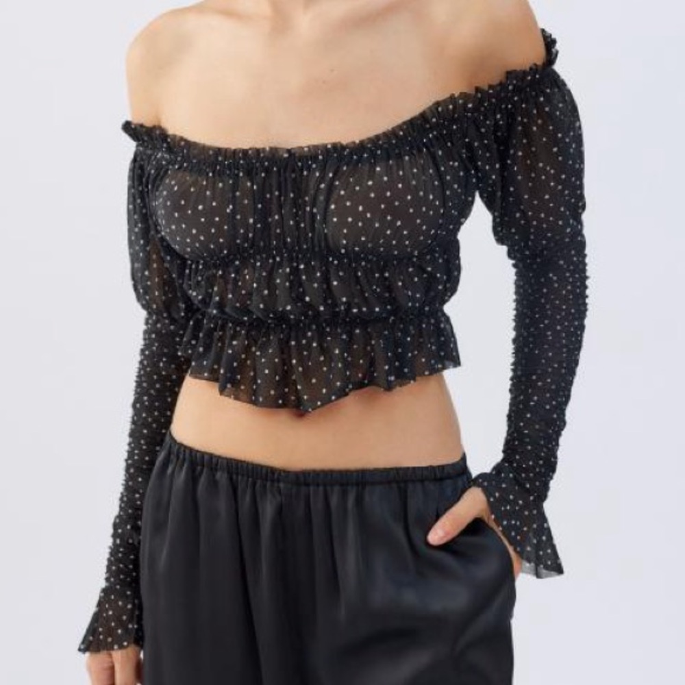 Urban Outfitters Isla Sheer Off-The-Shoulder Blouse XS